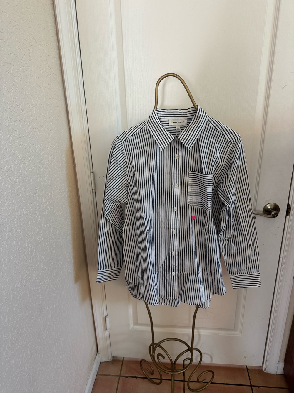 Kerry Rosenthal Striped Button-Up Shirt - Black and White